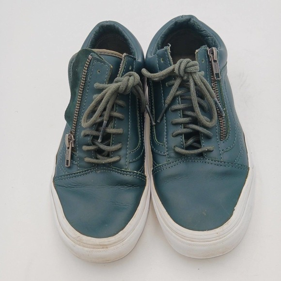 Vans Forrest Green Leather Unisex Women's 8/ Men 6.5 Zipper Sneakers 721499‎ - Picture 3 of 8